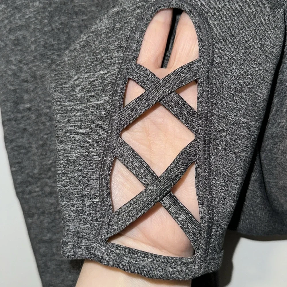 Pro Player Capri Lattice Leg Leggings Charcoal Gray Women’s S Small